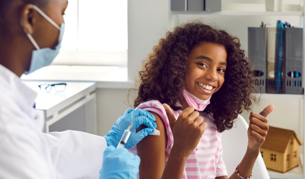 School Girl Getting Vaccinated