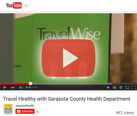Screenshot of the Sarasota County Health Department's Travelers Health Clinic Video overview on YouTube
